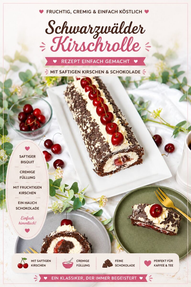 Schwarzwälder Kirschrolle: einfach, cremig und fruchtig 2 Schwarzwälder Kirschrolle Rezept
