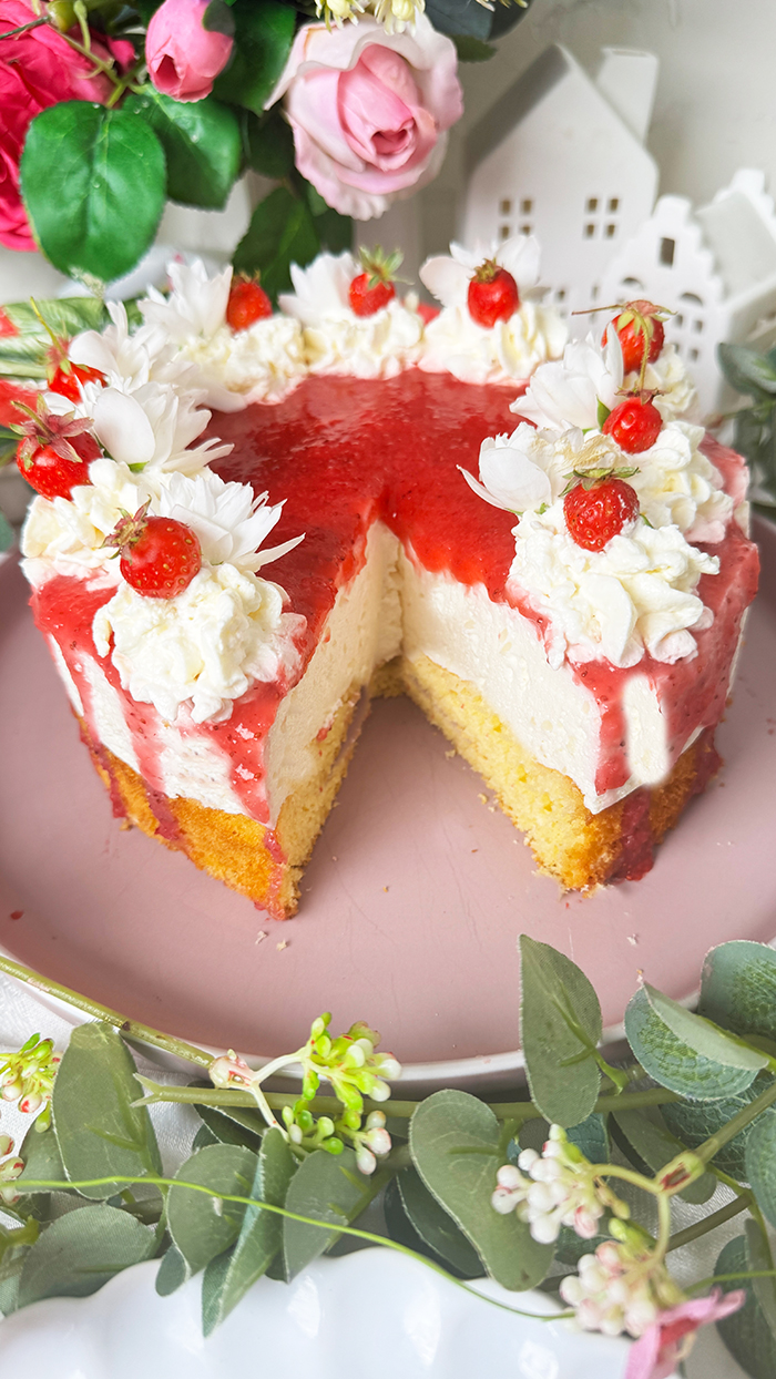 Milchreistorte mit Erdbeeren Rezept-Erdbeerkuchen 