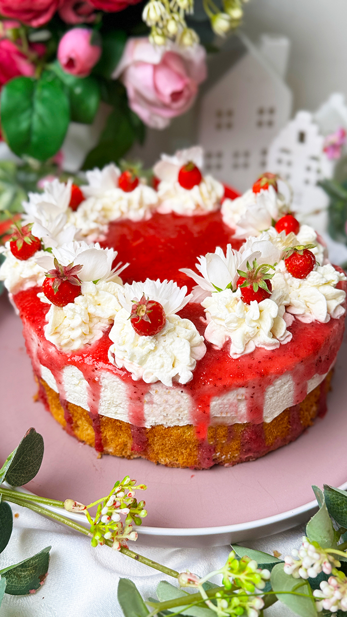 Milchreistorte mit Erdbeeren Rezept- Erdbeerkuchen 