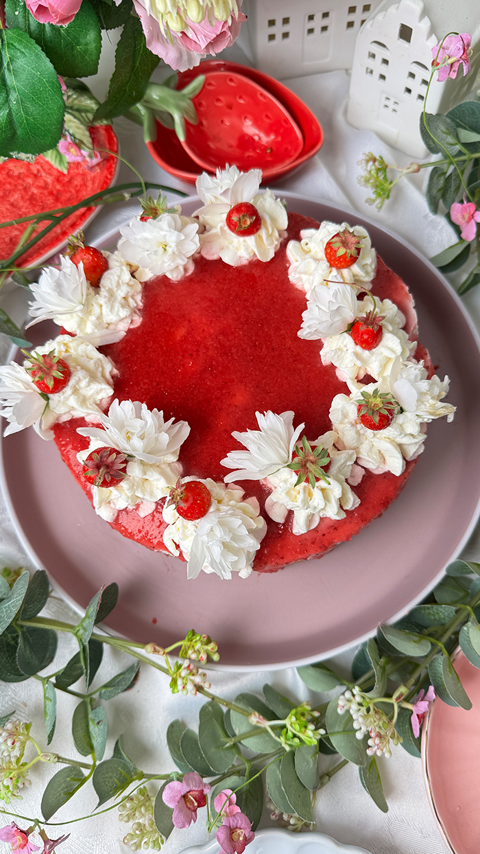 Milchreistorte mit Erdbeeren Rezept-Erdbeerkuchen 