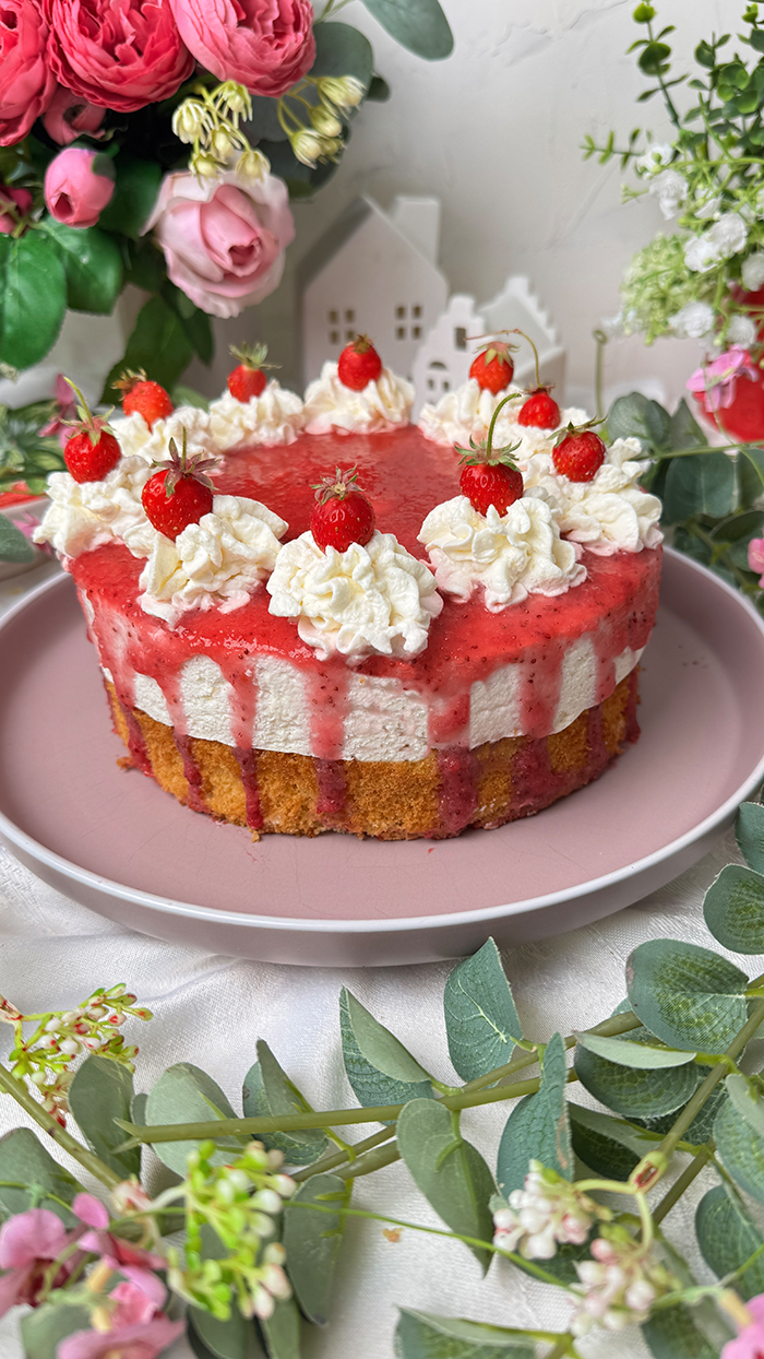 Milchreistorte mit Erdbeeren Rezept-Erdbeerkuchen 