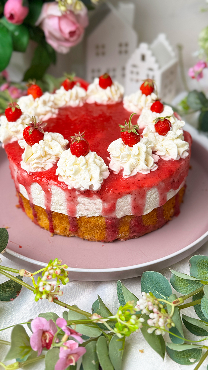 Milchreistorte mit Erdbeeren Rezept-Erdbeerkuchen 