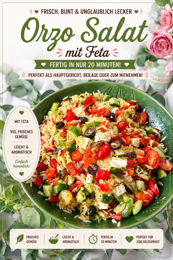 Griechischer Orzo-Salat mit Feta – bunt, frisch & in 20 Minuten fertig 7 Orzo Salat mit Feta