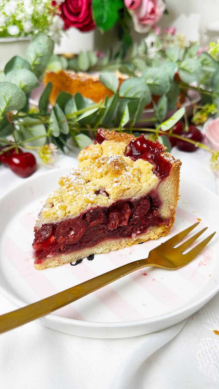Einfacher Kirschkuchen mit Streuseln wie von Oma