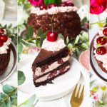 Schoko-Kirsch-Torte auf einen gedeckten Tisch