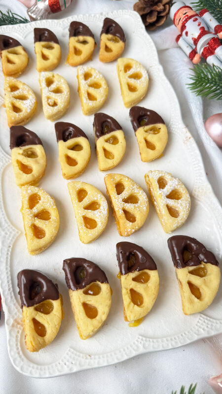 Orangenplätzchen Rezept-Orangenspalten Plätzchen