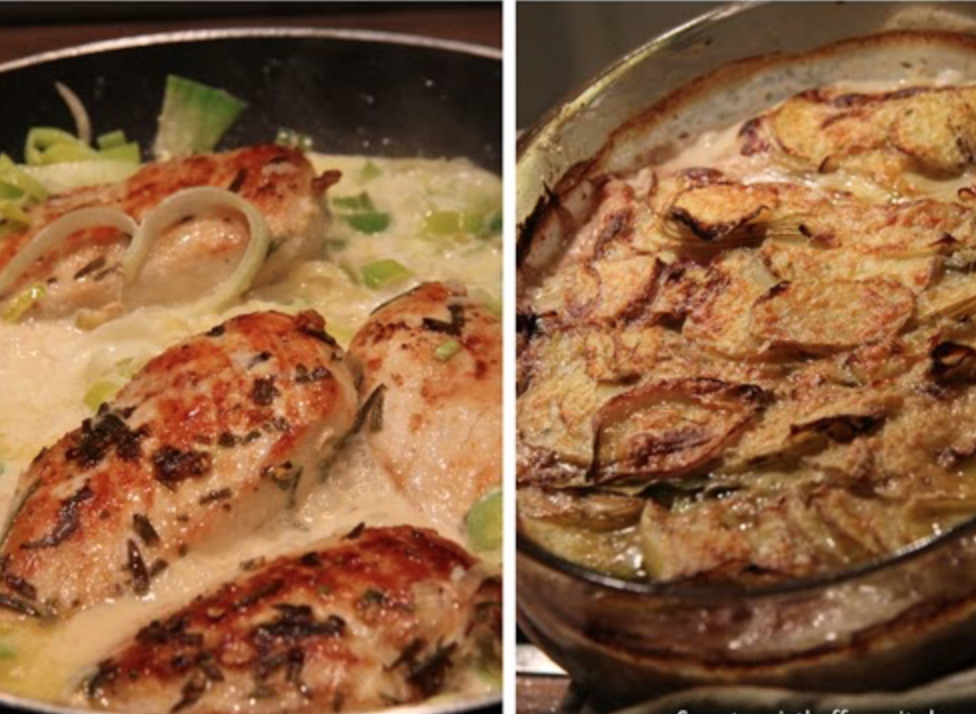 Hähnchen mit Senfsauce, Kartoffelgratin, Mangold & ertrunkene Kapuziner - Jamie Oliver 30 Minuten Menü 3 Hähnchen mit Senfsauce, Kartoffelgratin, Mangold & ertrunkene Kapuziner - Jamie Oliver 30 Minuten Menür