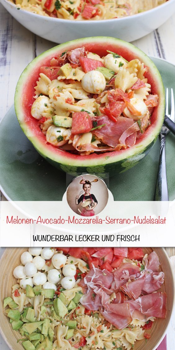 Melonen-Avocado-Mozzarella-Serrano-Nudelsalat