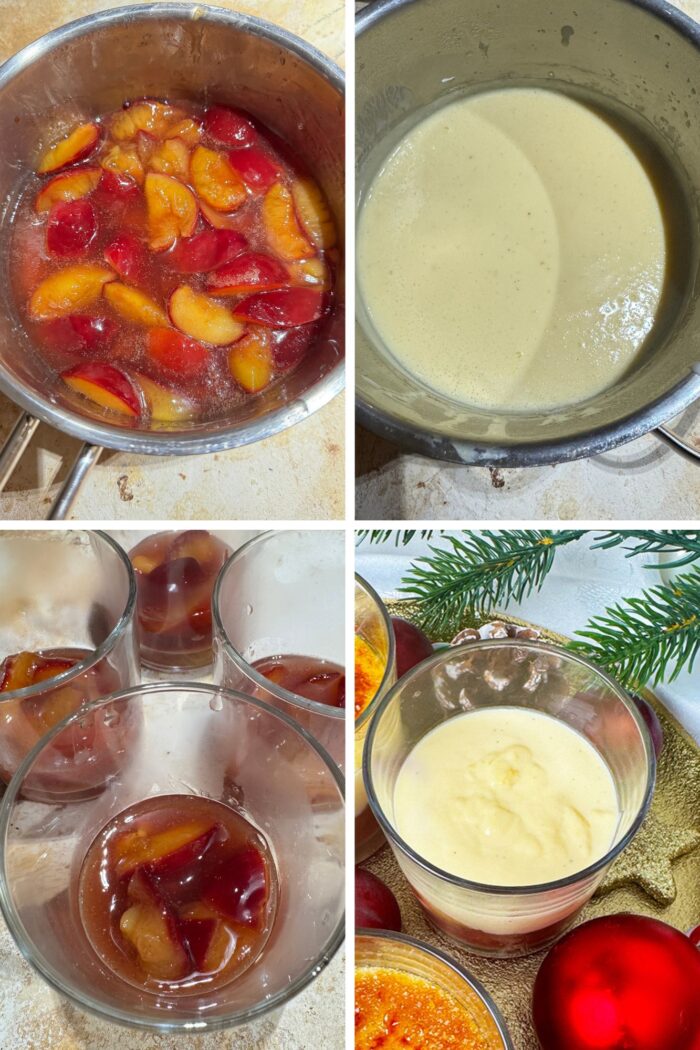 Grossartiges Créme Bruleé mit Pflaumen Dessert im Glas
