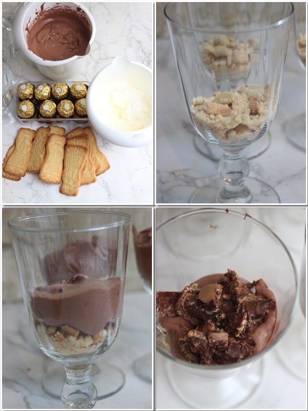 Rocher Schichtdessert mit Mousse au Chocolate und Butterspekulatius 