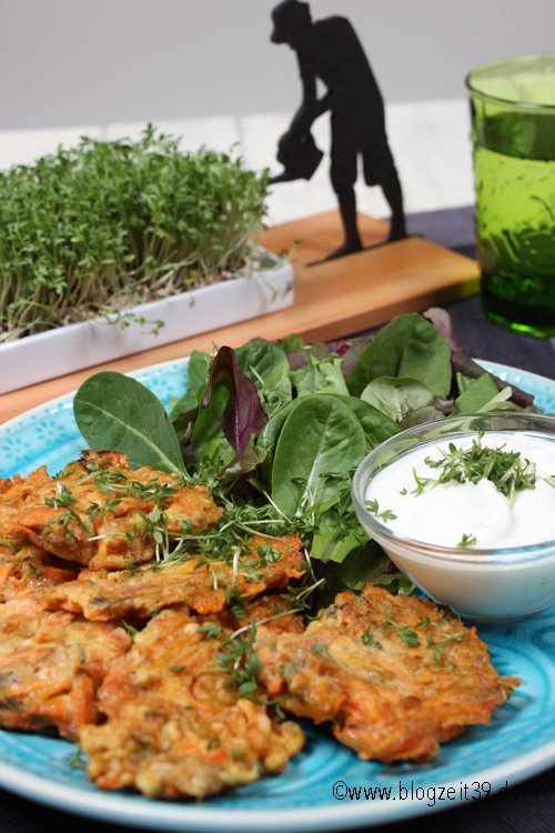 Kresse-möhren-puffer mit knoblauchjoghurt rezept mit spursinn24