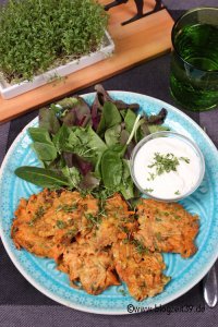 Kresse-möhren-puffer mit knoblauchjoghurt rezept mit spursinn24 7