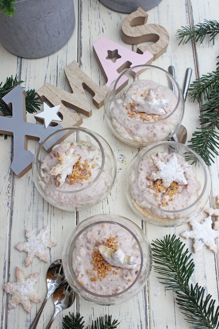 Apfelknusper Dessert im Glas - Winterlicher Traum in 15 Minuten, Spektulatius Schichtdessert, Christmas Dessert, Einfacher Nachtisch