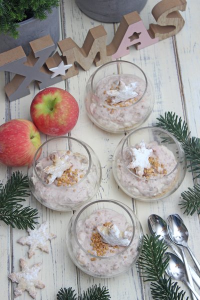 Apfelknusper Dessert im Glas - Winterlicher Traum in 15 Minuten, Spektulatius Schichtdessert, Christmas Dessert, Einfacher Nachtisch