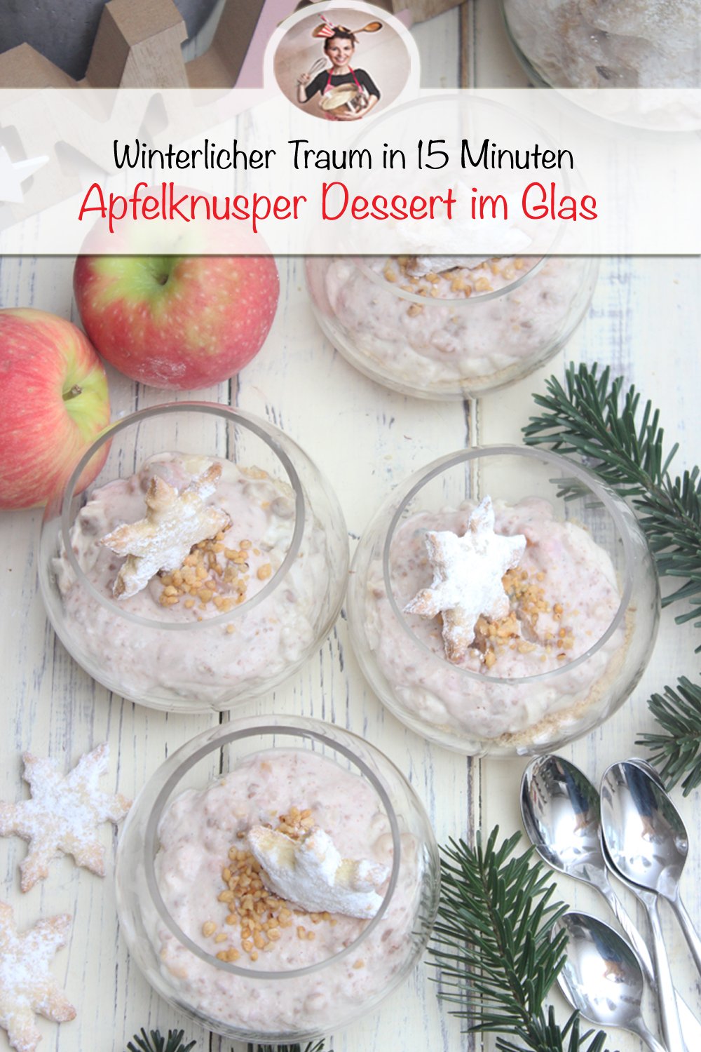 Apfelknusper Dessert im Glas - Winterlicher Traum in 15 Minuten, Spektulatius Schichtdessert, Christmas Dessert, Einfacher Nachtisch