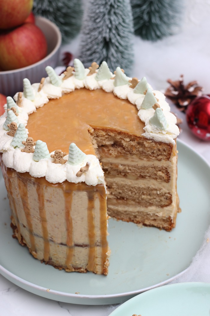 Bratapfeltorte mit karamell zu weihnachten
