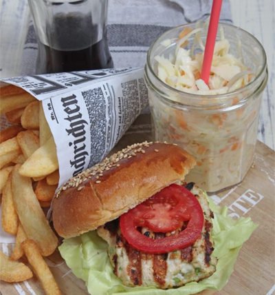 IMG Chicken Burger und Coleslaw Rezept mit der GEFU Trommelreibe TL