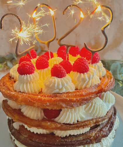 IMG Churros Torte mit Himbeeren und Sahne