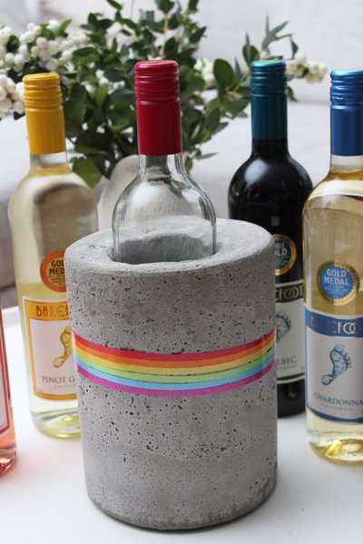 DIY - Beton Weinkühler „Dress the Rainbow“ mit Barefoot Wine 21