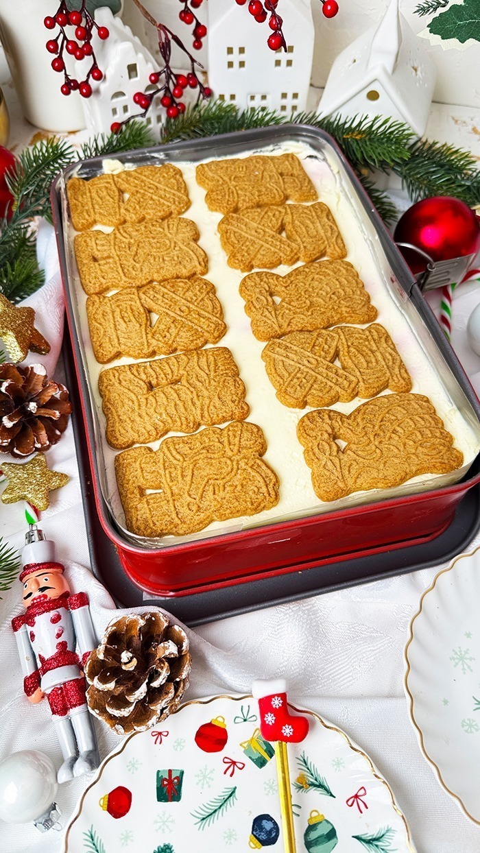 Einfacher Spekulatius Kuchen mit Kirschen vom Blech