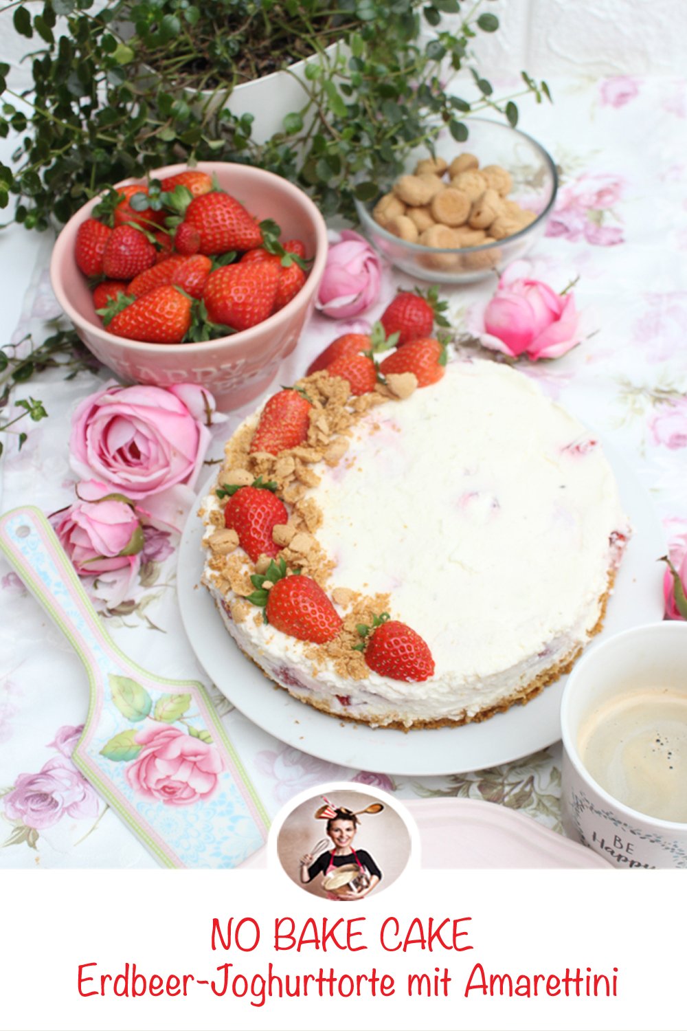 Erdbeer-Joghurttorte mit Amarettini | No Bake Cake