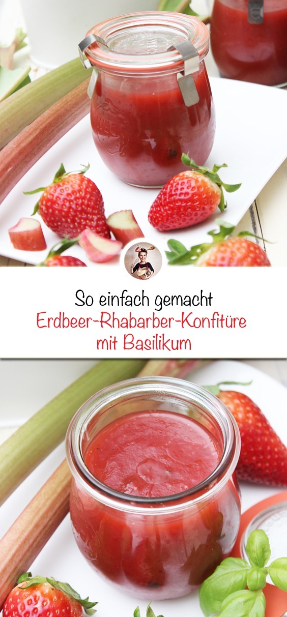 Erdbeer-Rhabarber Konfitüre mit Basilikum