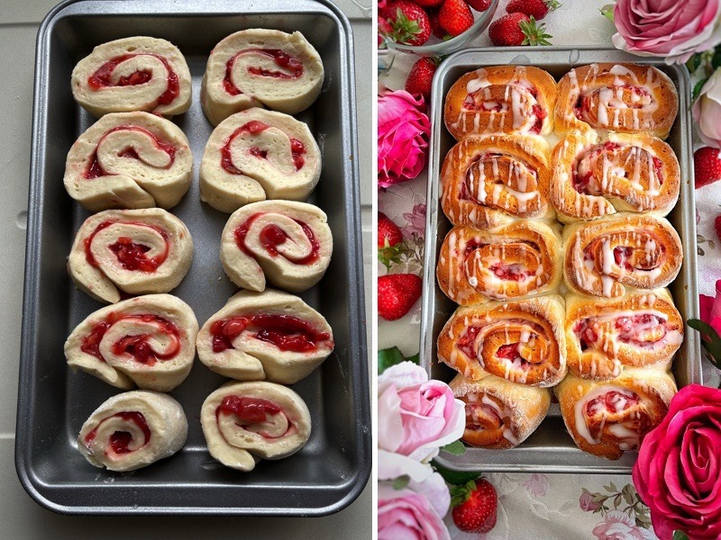 Erdbeer-Schnecken mit Guss Rezept