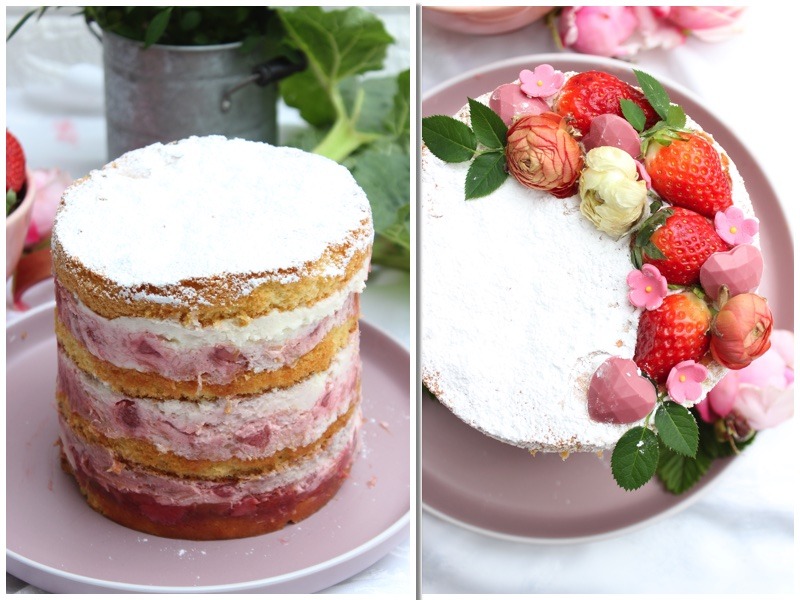Erdbeertorte mit Rhabarber Rezept 