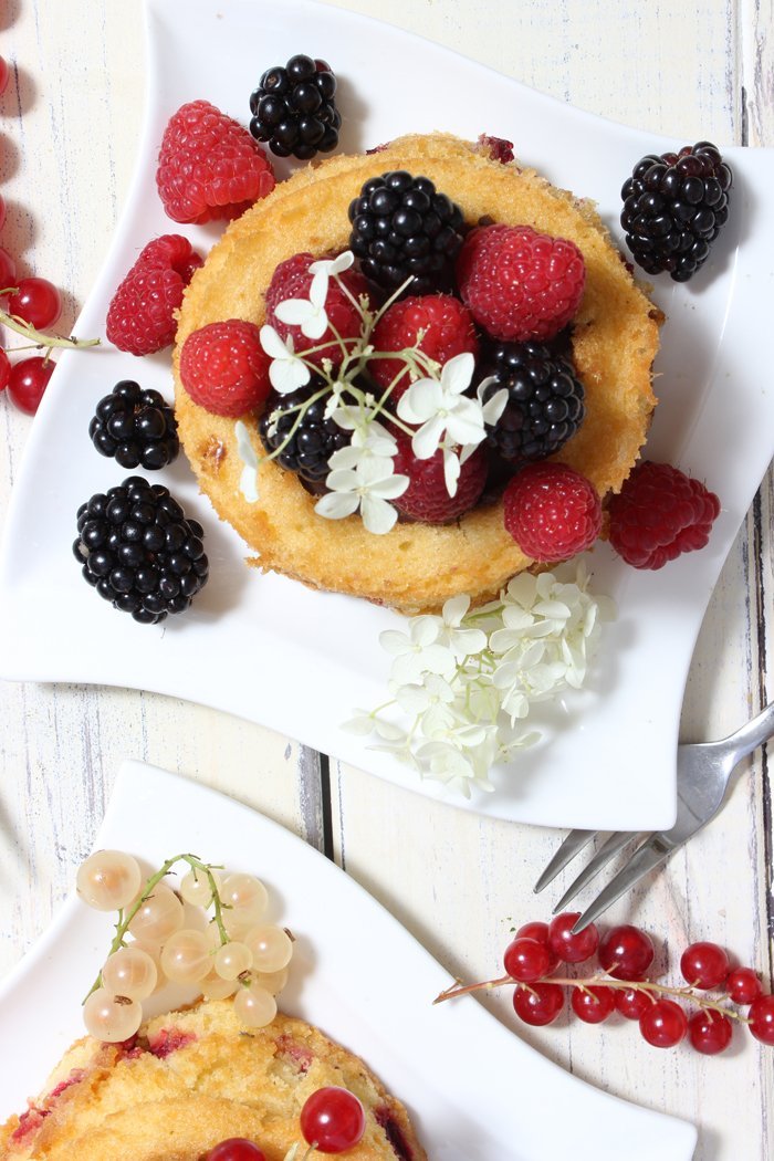 Zitronen-Brombeeren Obsttörtchen mit Schokoladecreme gefüllt