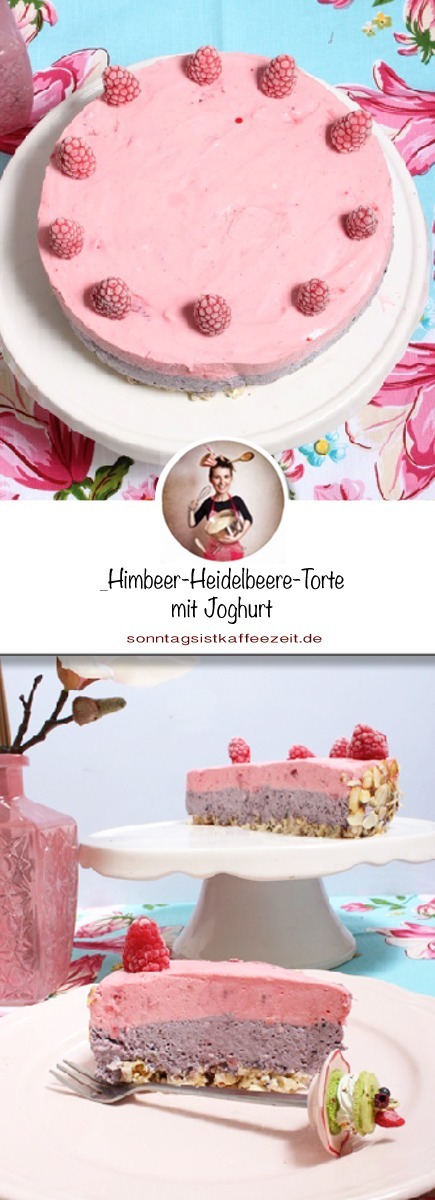 Rezept: Himbeer-Heidelbeere-Joghurttorte mit Popcornboden - No Bake Cake