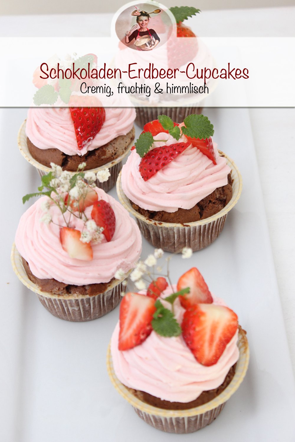 Schokoladen-Erdbeer-Cupcakes 