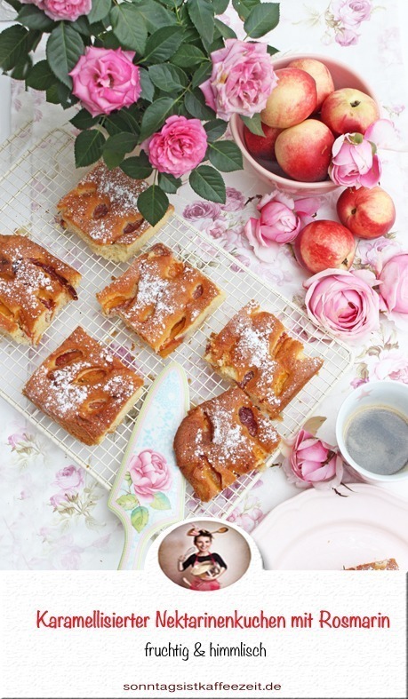 Karamellisierter Nektarinenkuchen mit Rosmarin