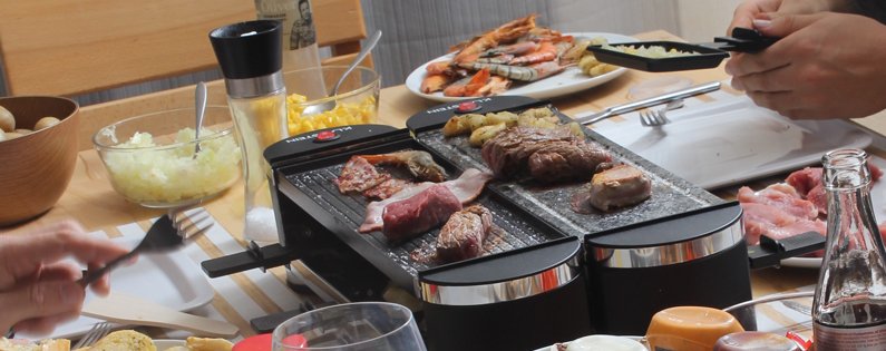 IMG Klarstein Tenderloin Doppel Raclette Grill Partygrill im Einsatz