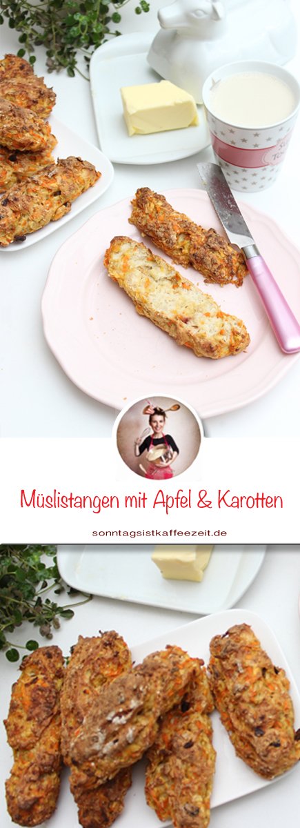 Müslistangen mit Apfel und Karotten 