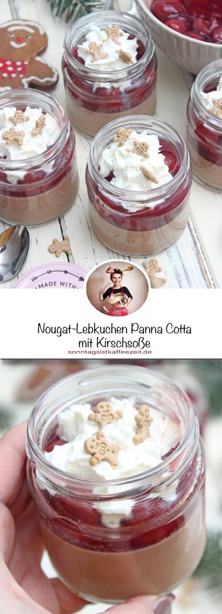 Nougat-Lebkuchen Panna Cotta mit Kirschsoße 