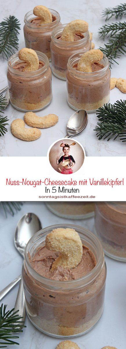 Nuss-Nougat-Cheesecake mit Vanillekipferl in 5 Minuten