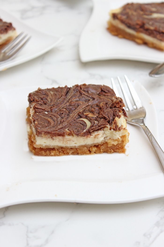 Nutella-swirl-käsekuchen schnitten