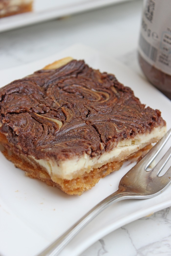 Nutella-swirl-käsekuchen schnitten