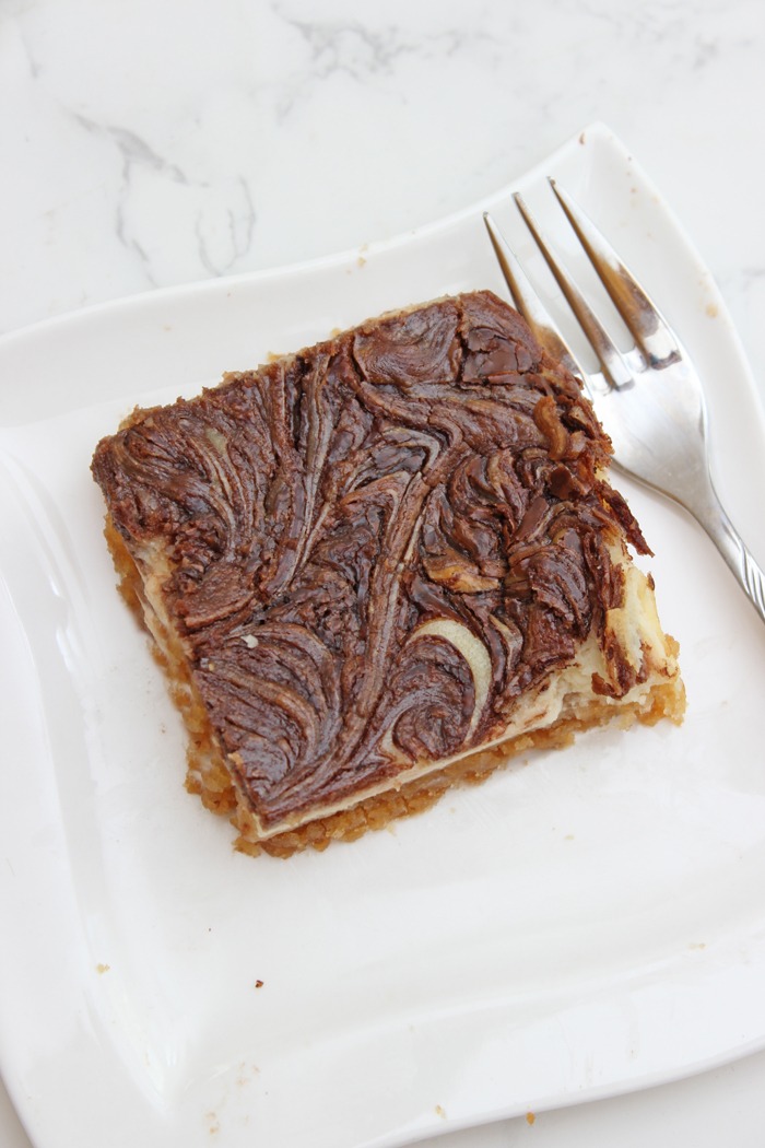 Nutella-swirl-käsekuchen schnitten