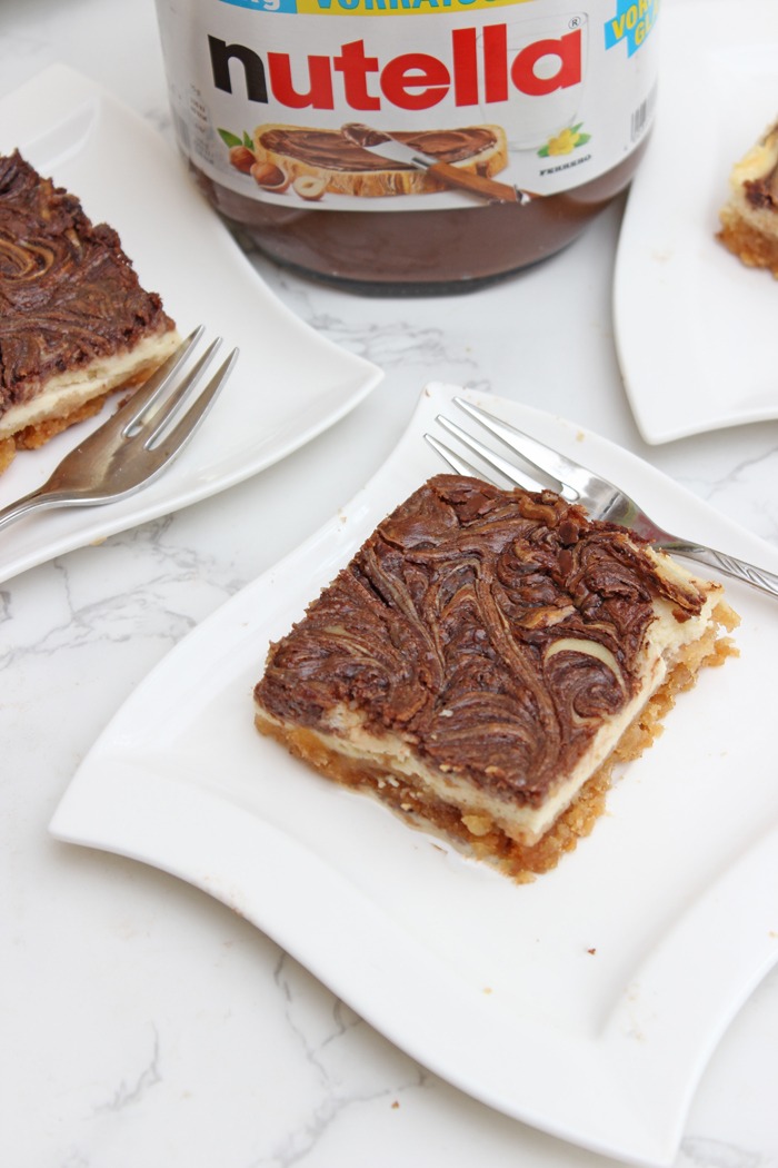 Nutella-swirl-käsekuchen schnitten