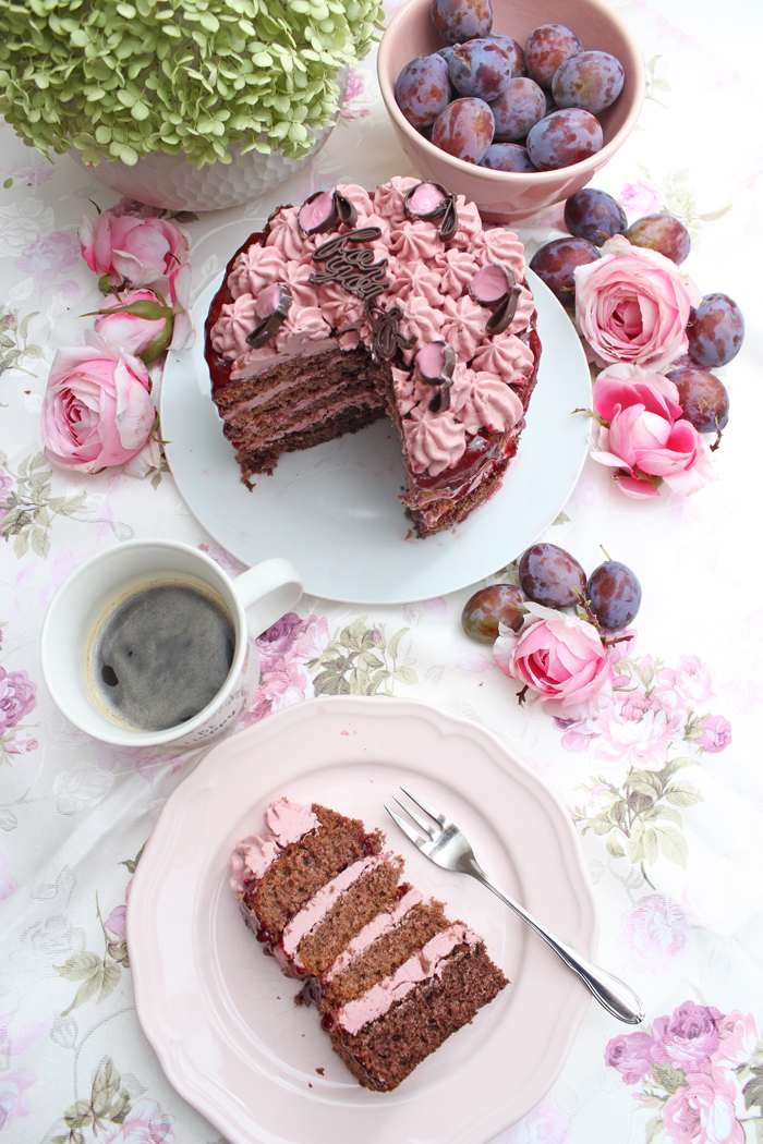 Pflaumenmus-weincreme-torte - kleines naked cake törtchen