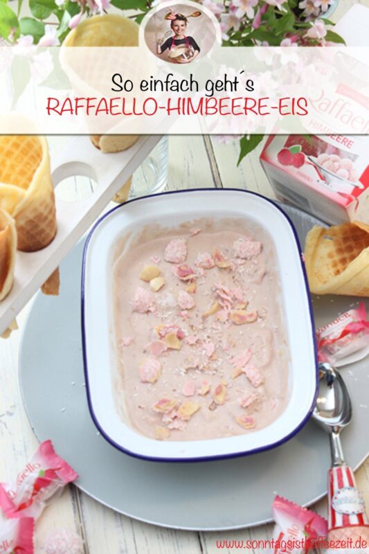 Raffaello-Himbeere-Eis selbst gemacht | Mit Eismaschine oder Ohn Raffaello-Himbeere-Eis selbst gemacht | Mit Eismaschine oder Ohn