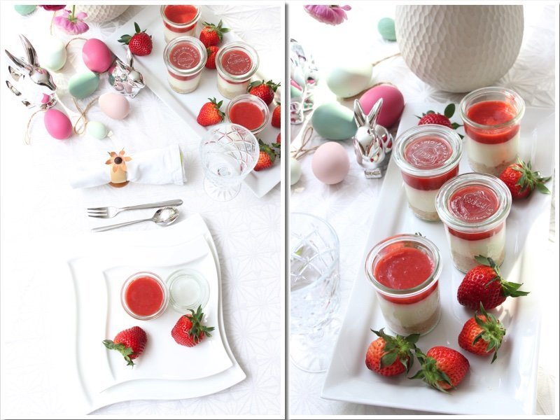 Rhabarber-erdbeer-cheesecake im glas