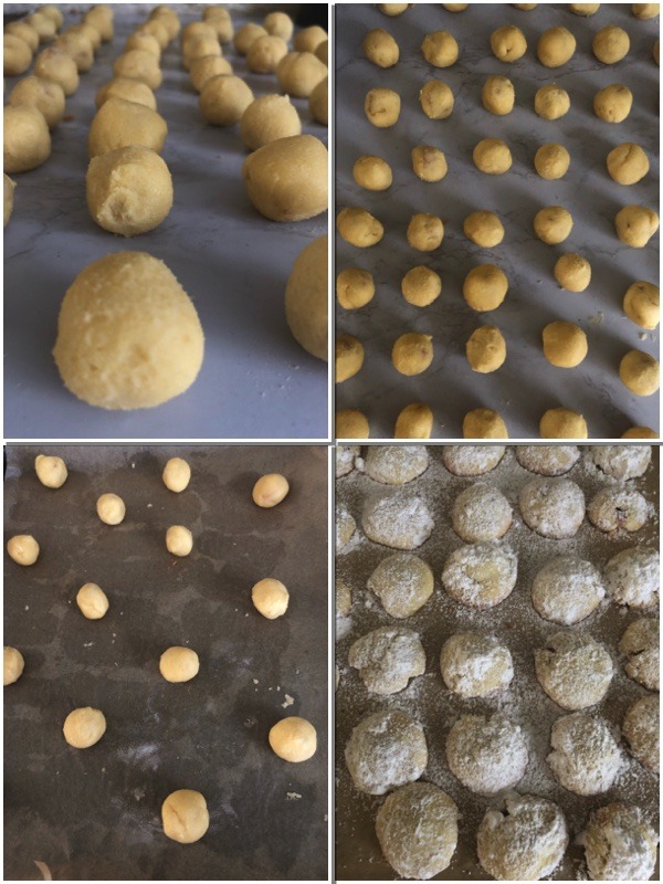 Weihnachtliche schneeballkugeln mit karamell überraschung