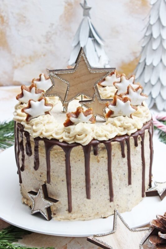 Schoko Zimtstern Torte Weihnachtstorte Rezept 04