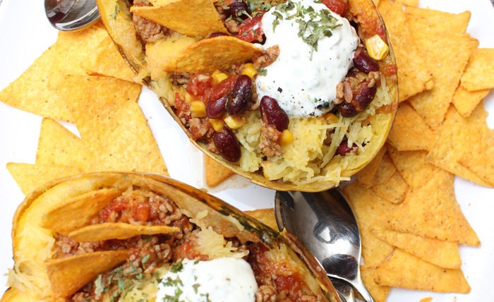 IMG Spaghettikuerbis mit Chili con carne und Tortilla Chips 5