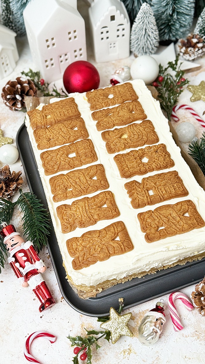 Spekulatius Kuchen mit Apfel vom Blech ohne Backen