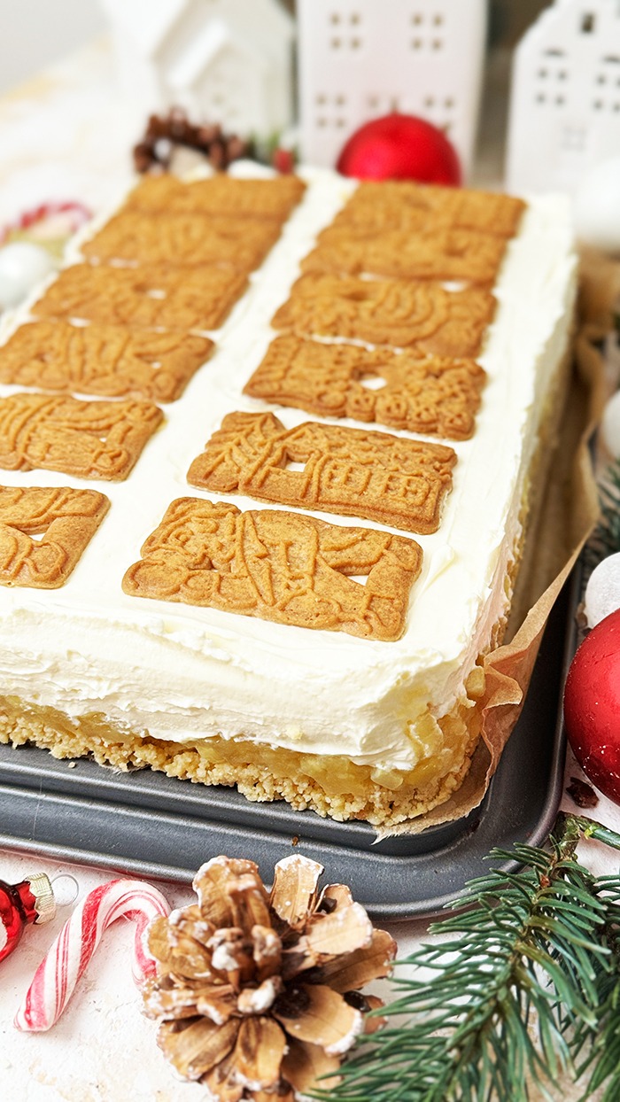 Spekulatius Kuchen mit Apfel vom Blech ohne Backen