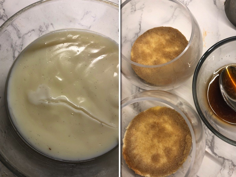 Sponge Cake mit Milchcreme und Pistazienkrokant - Dessert im Glas