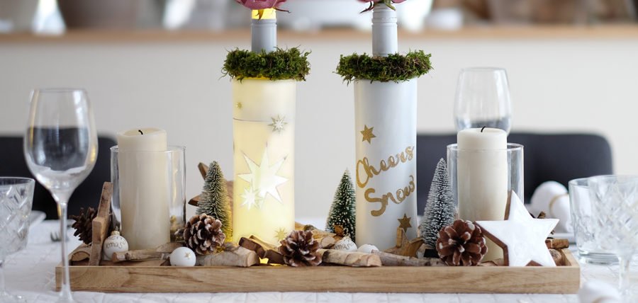 Upcycling-DIY | Stilvolle beleuchtete weihnachtliche Vasen mit Bree Wein 4